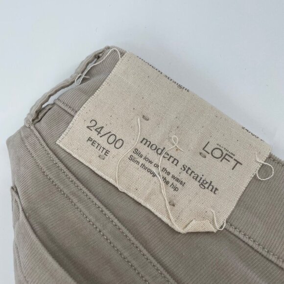 NWT LOFT Modern Straight Corduroy Low Rise Pants Womens 24P Classic Neutral - Picture 4 of 11